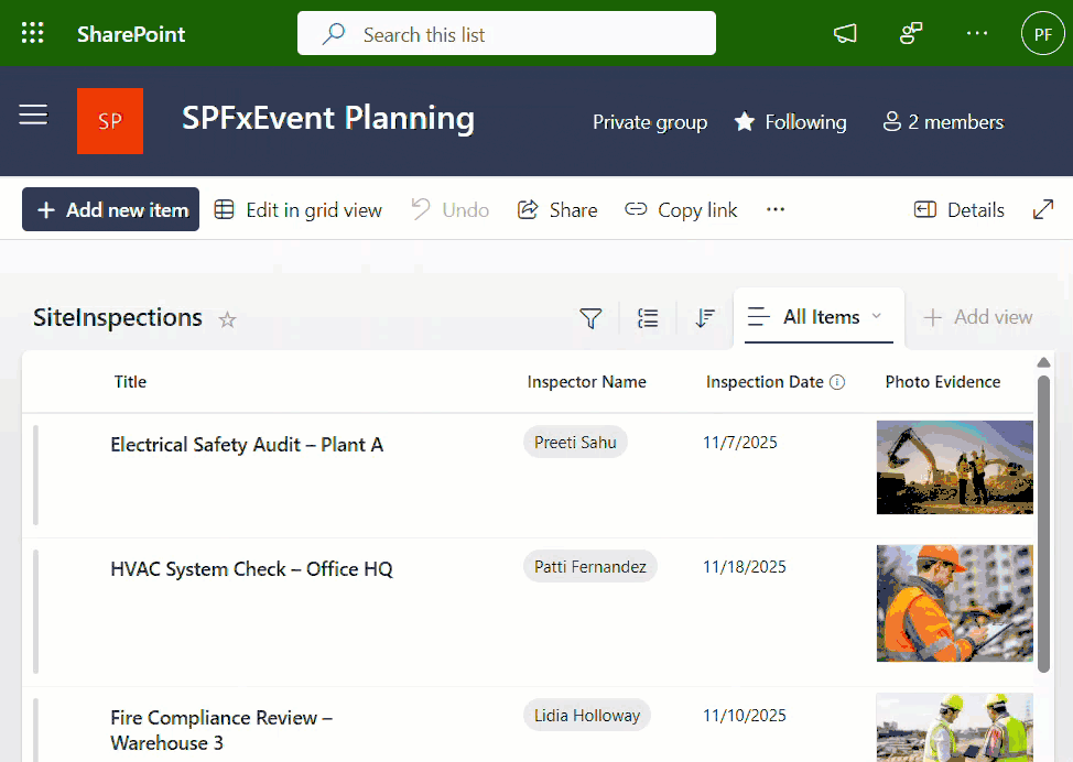 spfx extension listview commandset