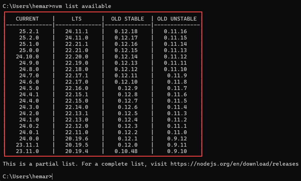 download node js for windows using nvm