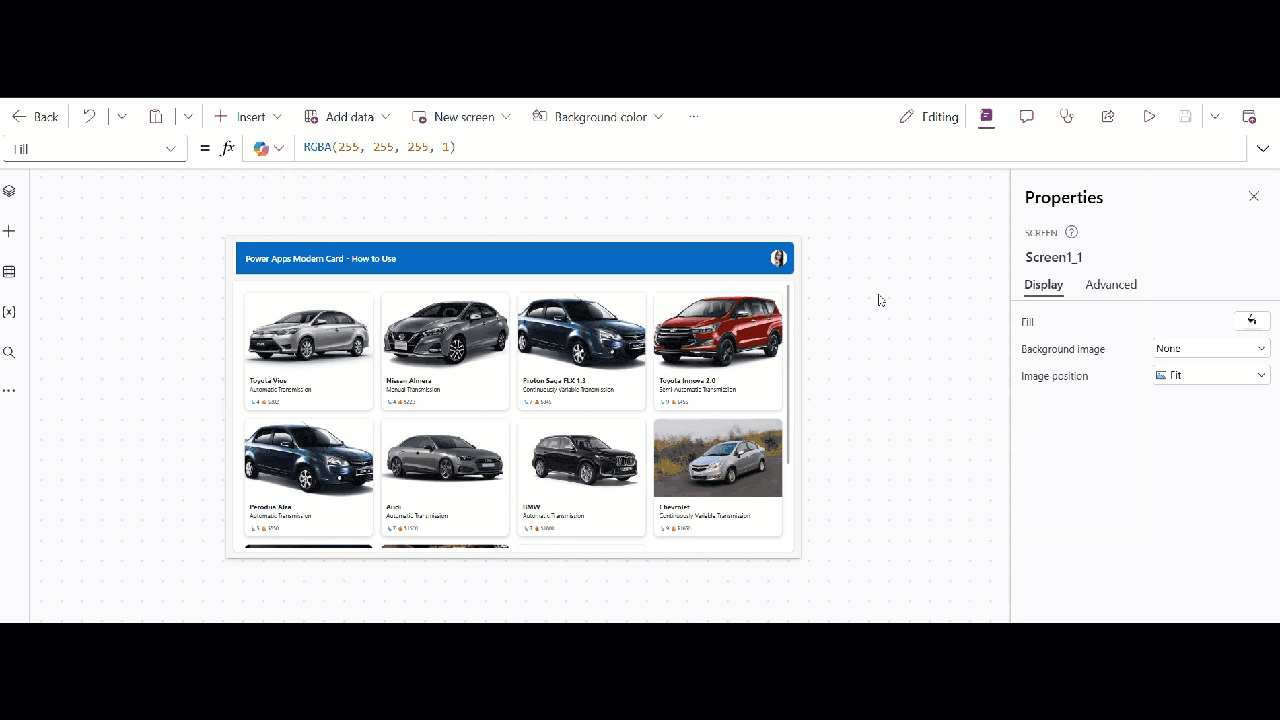 Power Apps Modern Card Control