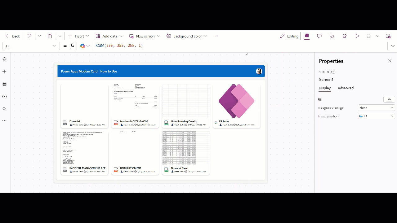 Power Apps Modern Cards