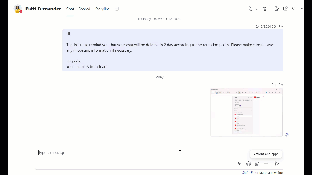 Share a Screenshot Directly in a Teams Chat Attach as a file